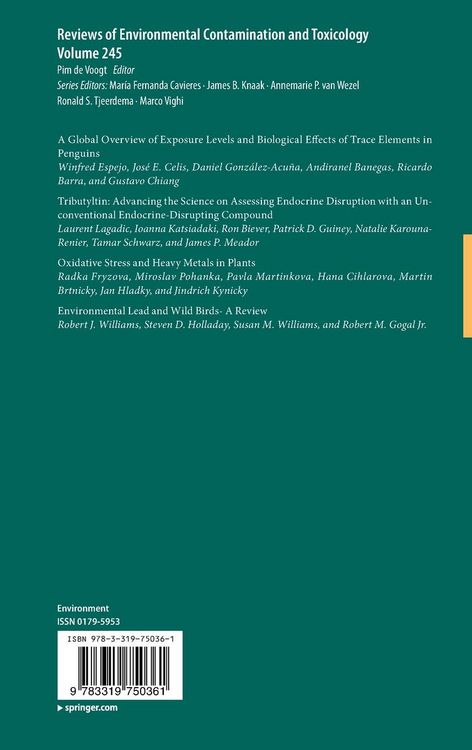 Produktbild: Reviews of Environmental Contamination and Toxicology Volume 245