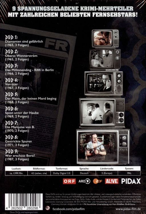 Produktbild: Das gro&szlig;e Krimi-Archiv, Vol. 4 / 9 spannungsgeladene Krimi-Mehrteiler mit zahlreichen beliebten Fernsehstars! [9 DVDs]