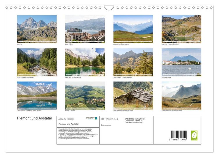 Produktbild: Piemont und Aostatal (Wandkalender 2026 DIN A3 quer), CALVENDO Monatskalender