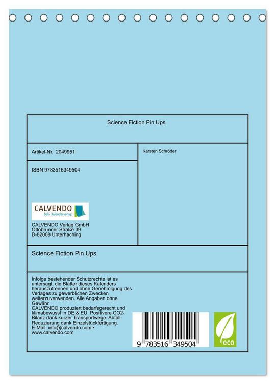 Produktbild: Science Fiction Pin Ups (Tischkalender 2026 DIN A5 hoch), CALVENDO Monatskalender