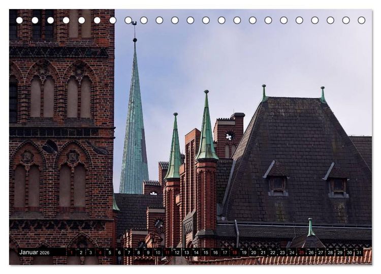 Produktbild: Ostseeperle L&uuml;beck (Tischkalender 2026 DIN A5 quer), CALVENDO Monatskalender