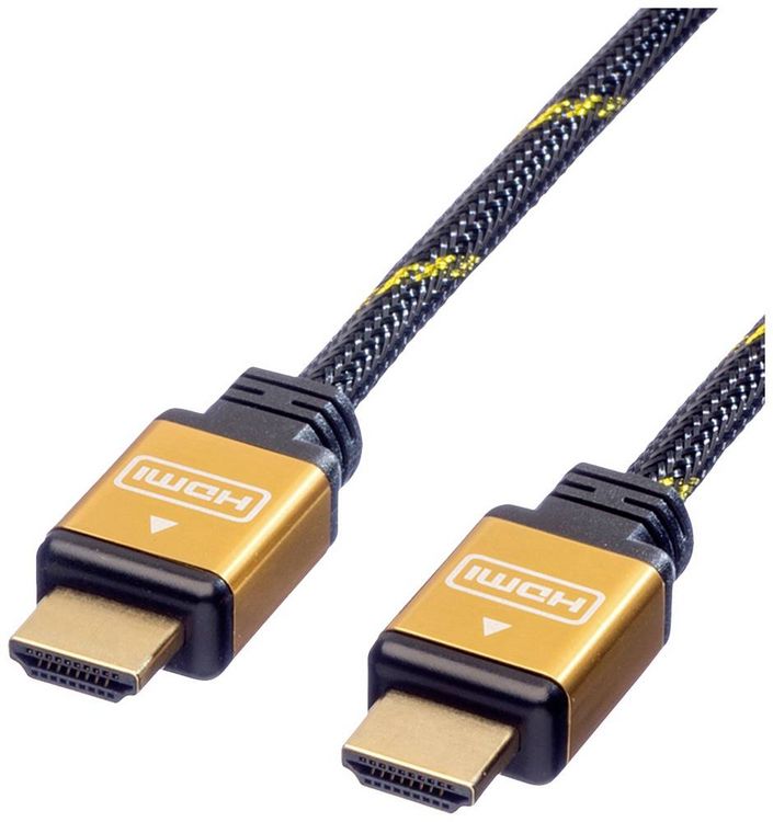 Produktbild: Roline HDMI Anschlusskabel HDMI-A Stecker 10.00 m Schwarz, Gold 11.04.5566 doppelt geschirmt, vergoldete Steckkontakte HDMI-Kabel