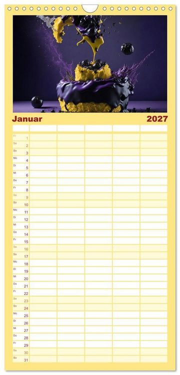 Produktbild: Familienplaner 2027 - Tortenschlacht - s&uuml;&szlig;e Versuchung mit 5 Spalten (Wandkalender, 21 x 45 cm) CALVENDO