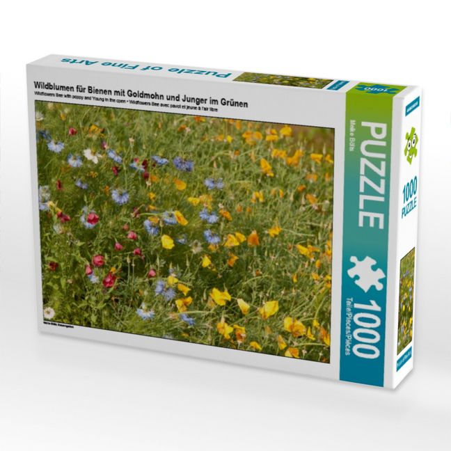 Produktbild: CALVENDO Puzzle Wildblumen f&uuml;r Bienen mit Goldmohn und Junger im Gr&uuml;nen | 1000 Teile Lege-Gr&ouml;&szlig;e 64x48cm Foto-Puzzle f&uuml;r gl&uuml;ckliche Stunden