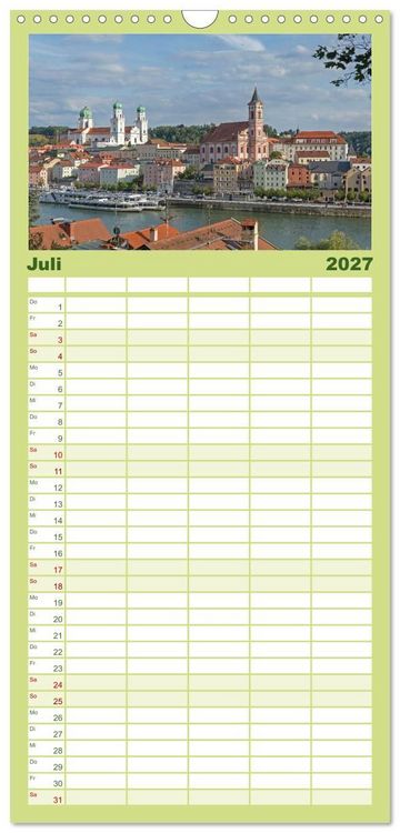 Produktbild: Familienplaner 2027 - Passau - Dreifl&uuml;ssestadt an Donau, Inn und Ilz mit 5 Spalten (Wandkalender, 21 x 45 cm) CALVENDO