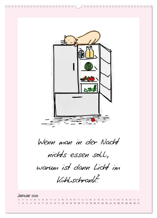 Produktbild: Katzen. Lustige Spr&uuml;che f&uuml;r Katzenmenschen (hochwertiger Premium Wandkalender 2026 DIN A2 hoch), Kunstdruck in Hochglanz