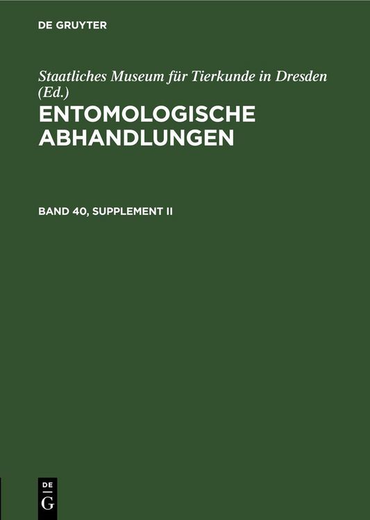 Produktbild: Entomologische Abhandlungen. Band 40, Supplement II