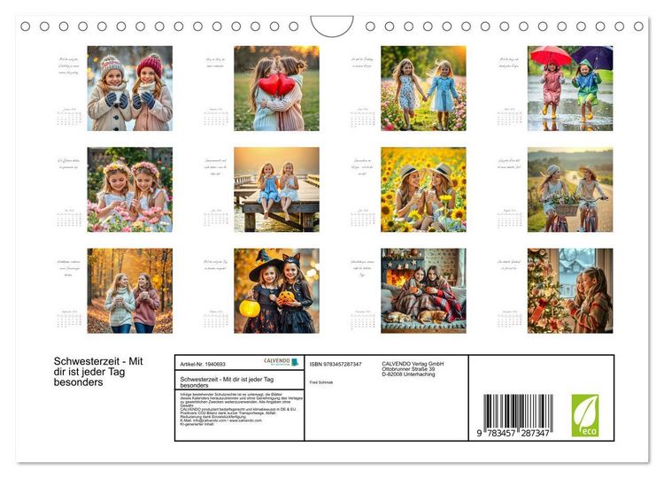 Produktbild: Schwesterzeit - Mit dir ist jeder Tag besonders (Wandkalender 2026 DIN A4 quer), CALVENDO Monatskalender