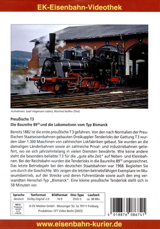 Produktbild: Preu&szlig;ische T3 - Die Baureihe 89.70 und die Lokomotiven Typ Bismarck