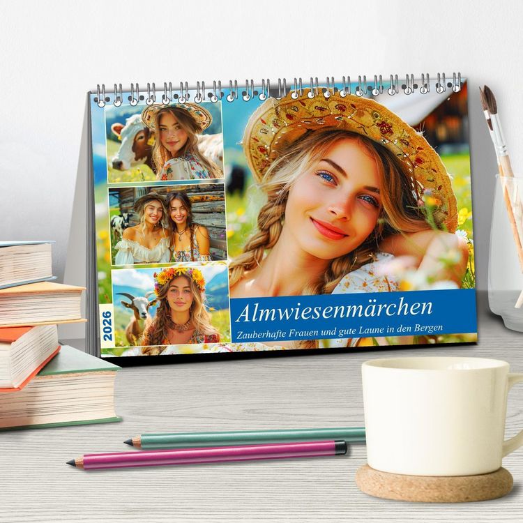 Produktbild: Almwiesenm&auml;rchen. Zauberhafte Frauen und gute Laune in den Bergen (Tischkalender 2026 DIN A5 quer), CALVENDO Monatskalender