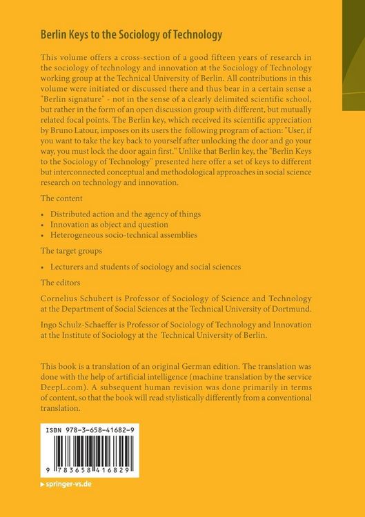 Produktbild: Berlin Keys to the Sociology of Technology
