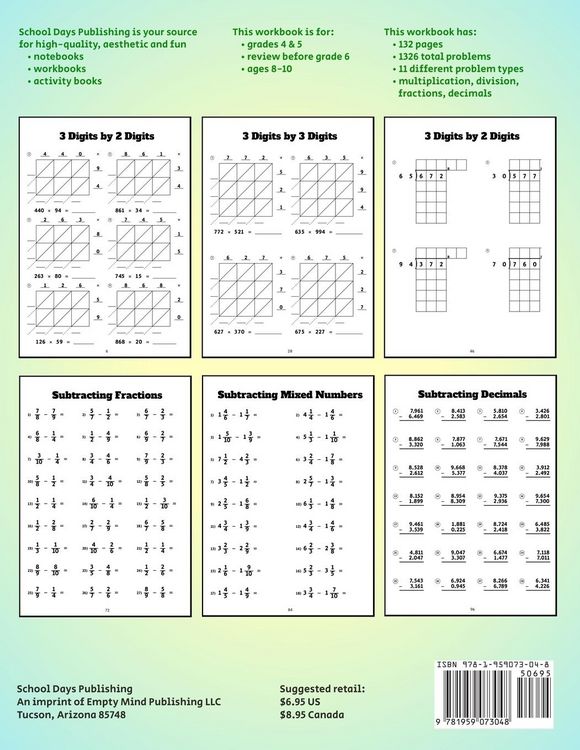 Produktbild: 4th, 5th, 6th Grade Math Workbook for Superhero Girls and Boys