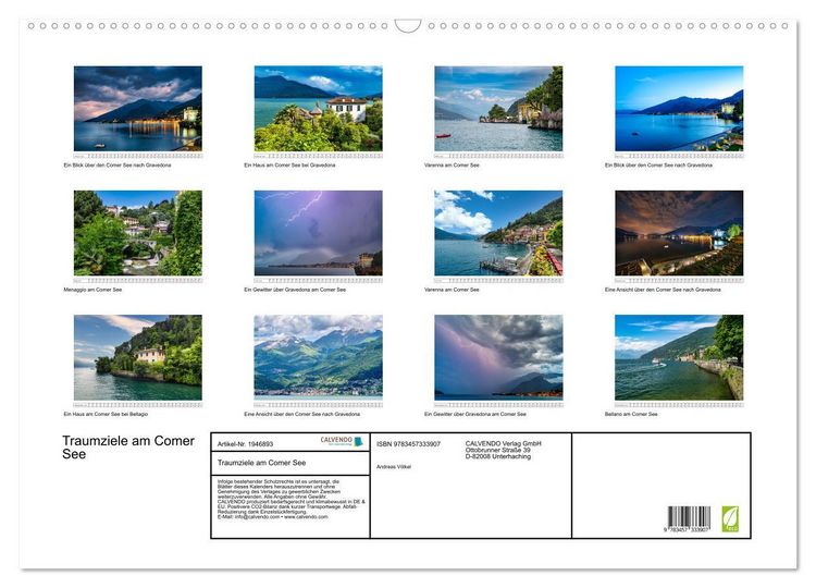 Produktbild: Traumziele am Comer See (Wandkalender 2026 DIN A2 quer), CALVENDO Monatskalender