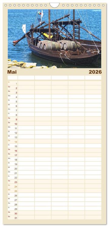 Produktbild: Familienplaner 2026 - Bom Dia Sch&ouml;nes Porto mit 5 Spalten (Wandkalender, 21 x 45 cm) CALVENDO