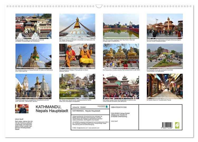 Produktbild: KATHMANDU, Nepals Hauptstadt (Wandkalender 2026 DIN A2 quer), CALVENDO Monatskalender