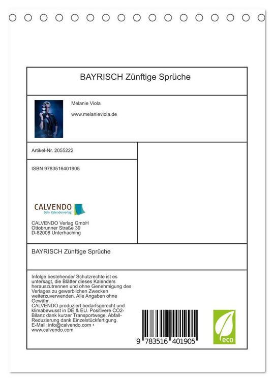 Produktbild: BAYRISCH Z&uuml;nftige Spr&uuml;che (Tischkalender 2026 DIN A5 hoch), CALVENDO Monatskalender