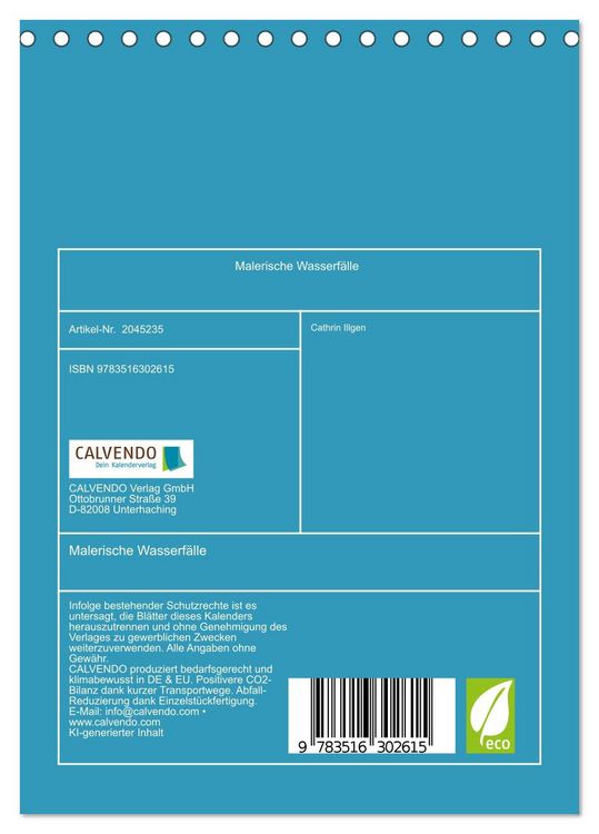 Produktbild: Malerische Wasserf&auml;lle (Tischkalender 2026 DIN A5 hoch), CALVENDO Monatskalender