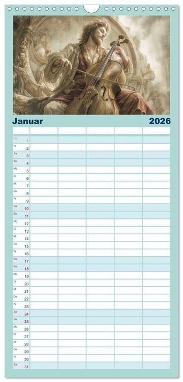 Produktbild: Familienplaner 2026 - Herzschlag in Noten mit 5 Spalten (Wandkalender, 21 x 45 cm) CALVENDO