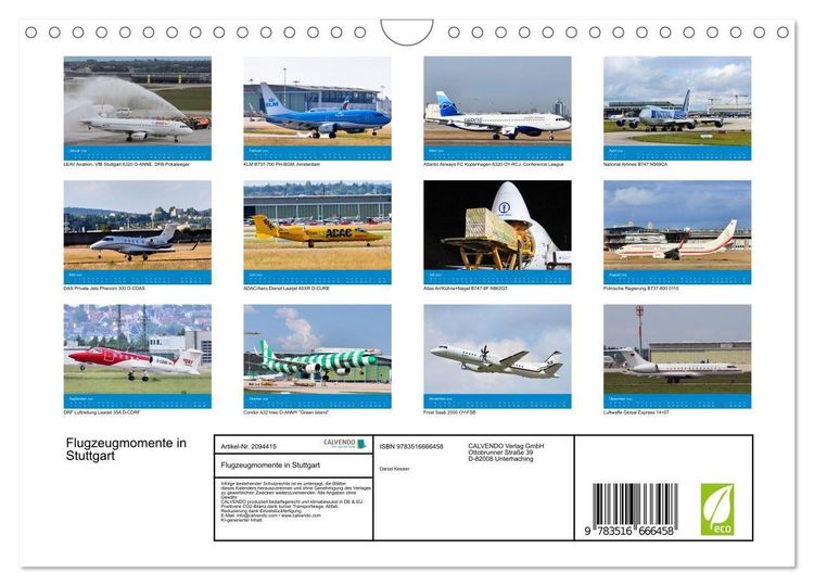 Produktbild: Flugzeugmomente in Stuttgart (Wandkalender 2026 DIN A4 quer), CALVENDO Monatskalender