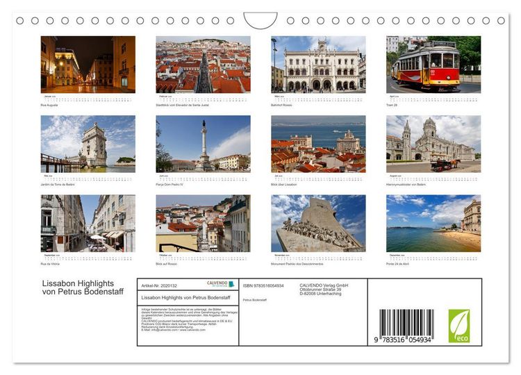 Produktbild: Lissabon Highlights von Petrus Bodenstaff (Wandkalender 2026 DIN A4 quer), CALVENDO Monatskalender