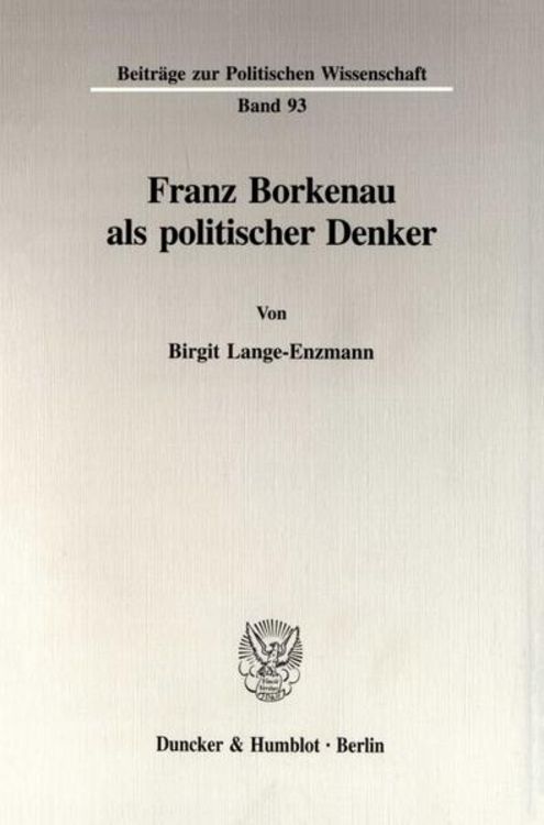 Produktbild: Franz Borkenau als politischer Denker.
