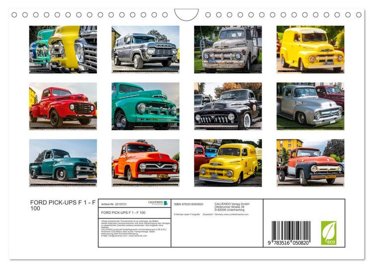 Produktbild: FORD PICK-UPS F 1 - F 100 (Wandkalender 2026 DIN A4 quer), CALVENDO Monatskalender