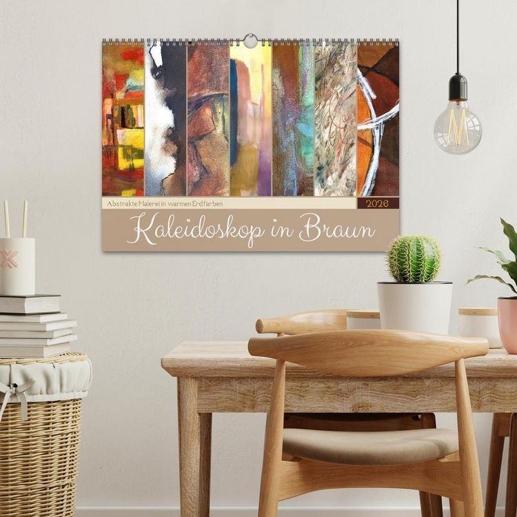 Produktbild: Kaleidoskop in Braun - Abstrakte Malerei in warmen Erdfarben (Wandkalender 2026 DIN A3 quer), CALVENDO Monatskalender