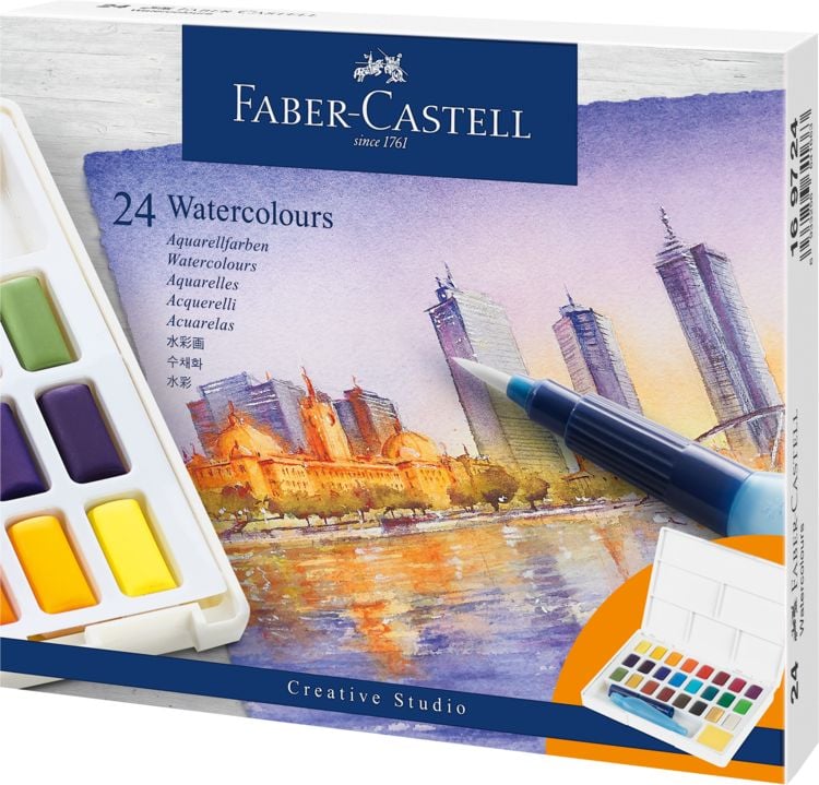 Produktbild: Faber-Castell Aquarellfarben in N&auml;pfchen, 24er Etui