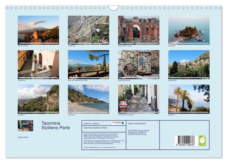 Produktbild: Taormina Siziliens Perle (Wandkalender 2027 DIN A3 quer), CALVENDO Monatskalender