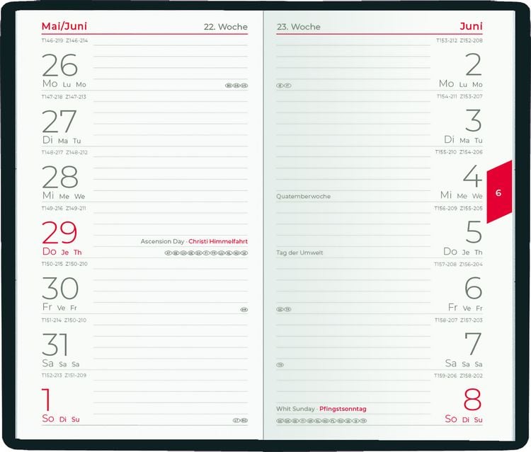 Taschenplaner 2025 9,5x16cm 64 Seiten schwarz Bürokalender