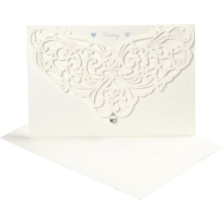 Produktbild: Creativ Company Karte & Kuvert, Kartengr&ouml;&szlig;e 12x17,7 cm, Umschlaggr&ouml;&szlig;e 18,x12,5 cm, 230 g, Naturwei&szlig;, 5er Set