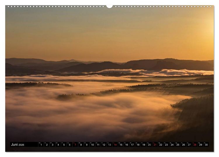 Produktbild: Nebelwelten S&auml;chsische Schweiz (hochwertiger Premium Wandkalender 2026 DIN A2 quer), Kunstdruck in Hochglanz