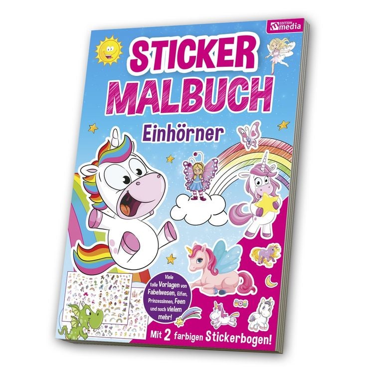 Produktbild: Stickermalbuch: Einh&ouml;rner & Fabelwesen