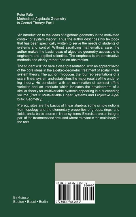 Produktbild: Methods of Algebraic Geometry in Control Theory: Part I