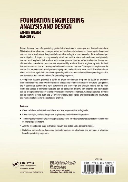 Produktbild: Foundation Engineering Analysis and Design