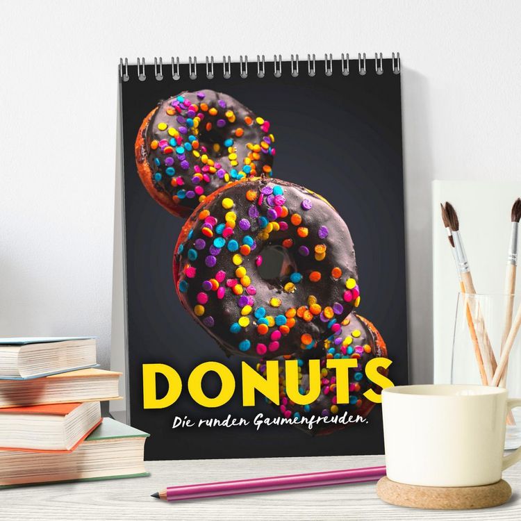 Produktbild: Donuts - Die runden Gaumenfreuden. (Tischkalender 2026 DIN A5 hoch), CALVENDO Monatskalender