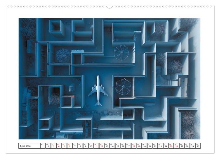 Produktbild: Im Bann der Labyrinthe - Die Kunst sich zu verlieren (hochwertiger Premium Wandkalender 2026 DIN A2 quer), Kunstdruck in Hochglanz