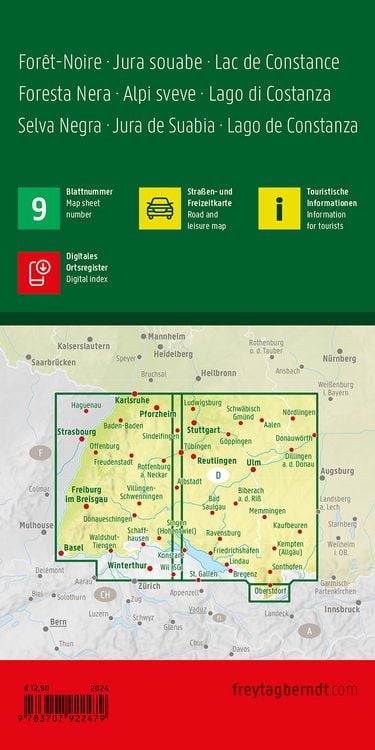 Produktbild: Freytag & berndt Stra&szlig;enkarte Schwarzwald - Schw&auml;bische Alb - Bodensee 1:150.000