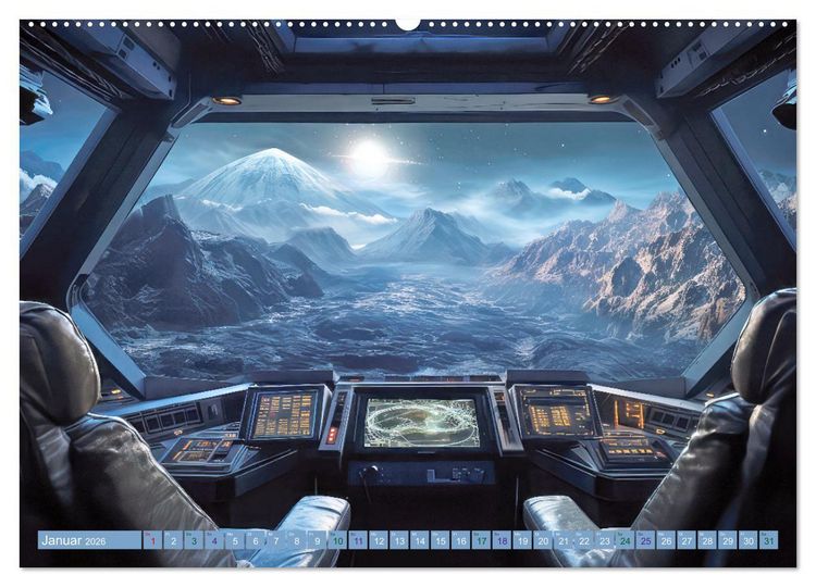 Produktbild: Raumschiff-Abenteuer (hochwertiger Premium Wandkalender 2026 DIN A2 quer), Kunstdruck in Hochglanz