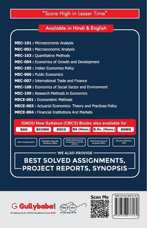 Produktbild: MEC-09/MEC-109 Research Methods in Economics