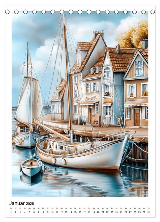 Produktbild: Maritimes Leben im Hafen (Tischkalender 2026 DIN A5 hoch), CALVENDO Monatskalender