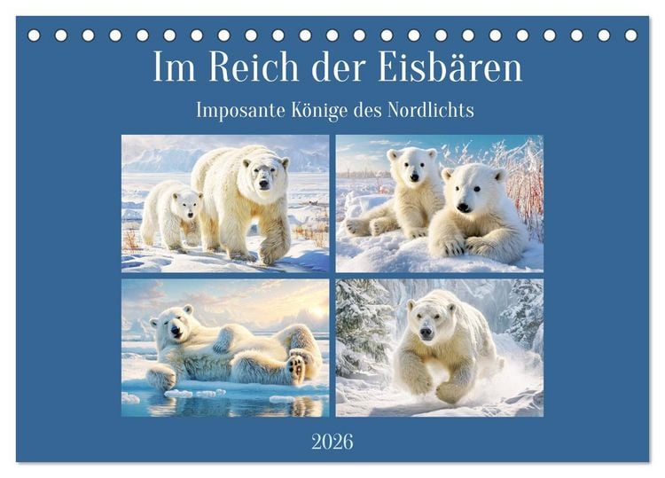 Produktbild: Im Reich der Eisb&auml;ren. Imposante K&ouml;nige des Nordlichts (Tischkalender 2026 DIN A5 quer), CALVENDO Monatskalender