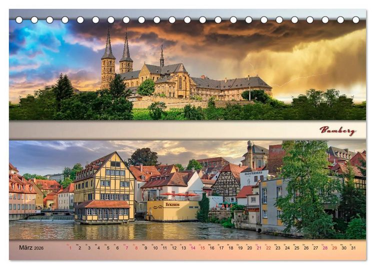 Produktbild: Faszinierende St&auml;dte in Deutschland - Panoramen (Tischkalender 2026 DIN A5 quer), CALVENDO Monatskalender