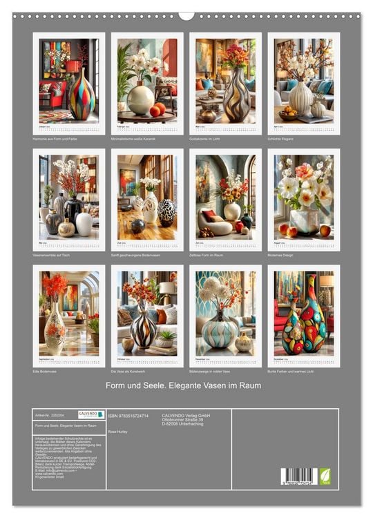 Produktbild: Form und Seele. Elegante Vasen im Raum (Wandkalender 2026 DIN A2 hoch), CALVENDO Monatskalender
