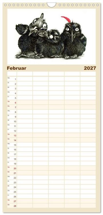 Produktbild: Familienplaner 2027 - owls & friends 2027 mit 5 Spalten (Wandkalender, 21 x 45 cm) CALVENDO