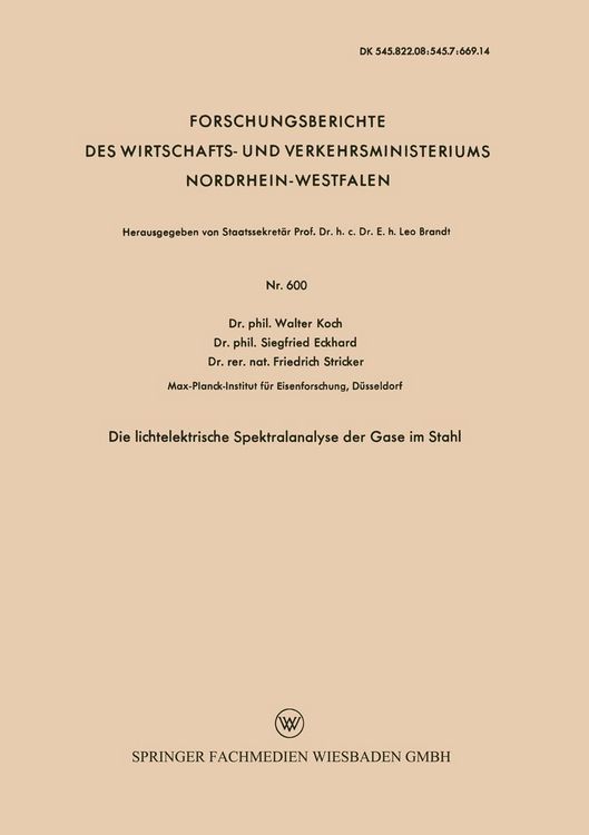 Produktbild: Die lichtelektrische Spektralanalyse der Gase im Stahl