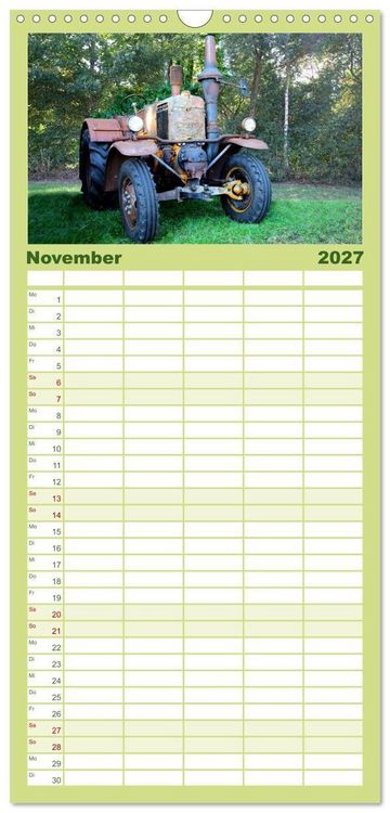 Produktbild: Familienplaner 2027 - Rostige alte Traktoren mit 5 Spalten (Wandkalender, 21 x 45 cm) CALVENDO