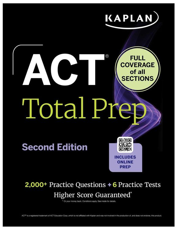 Produktbild: ACT Total Prep, Second Edition (2026-2027): Includes 6 Full Length Tests, 2,000+ Practice Questions + Online Access to a 500+ Question Bank & Video Tutorials (Kaplan Test Prep)