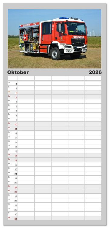 Produktbild: Familienplaner 2026 - Einsatzfahrzeuge aus Sachsen und Sachsen-Anhalt mit 5 Spalten (Wandkalender, 21 x 45 cm) CALVENDO