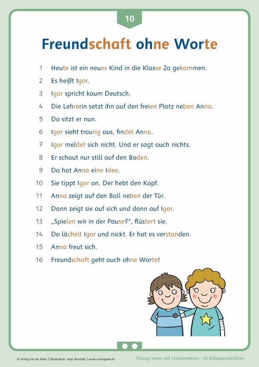 Produktbild: Fl&uuml;ssig lesen mit Lesetandems &ndash; 24 Schulgeschichten, Klasse 1/2
